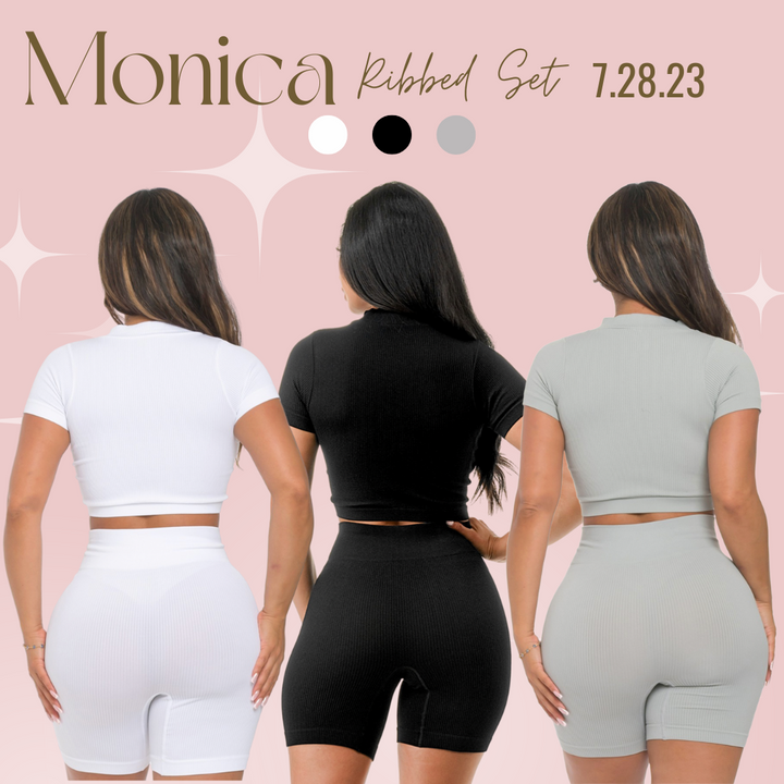 Monica ribbed shorts set